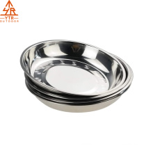 Stainless Steel Dinner Plates Dishes, Round Camping Plates